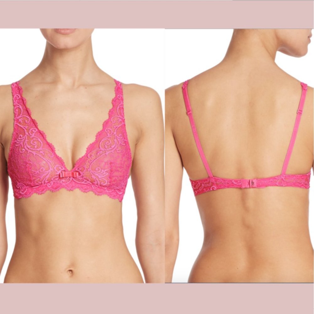 NWT $74 Simone Perele [ 2 INT ] Celeste Wireless Bralette in Fuchsia Pink‎